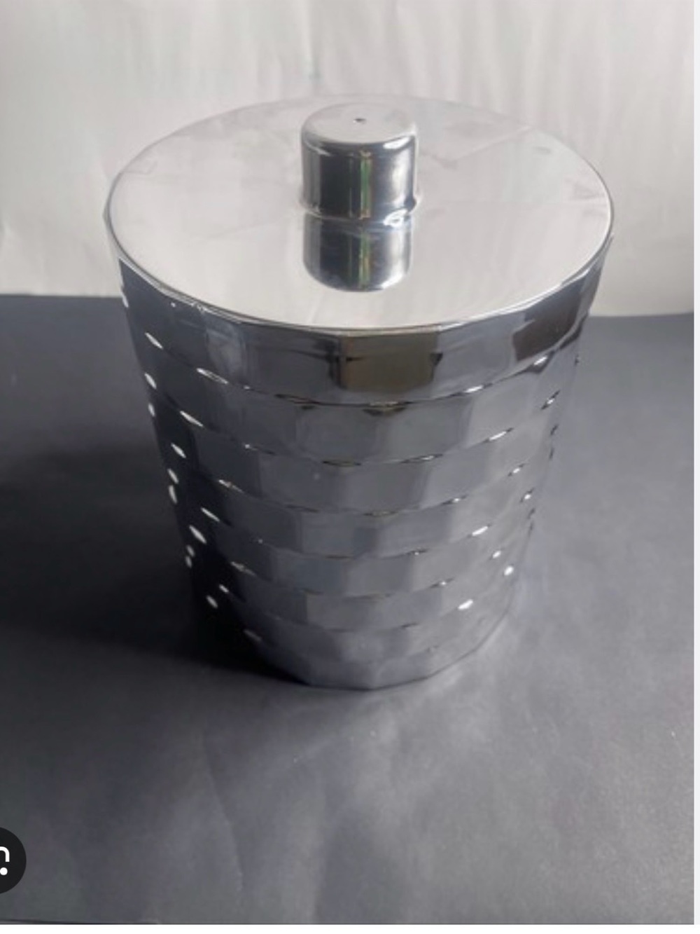 cylindrical ice bucket with a decorative lid  good to storage cookies and etc